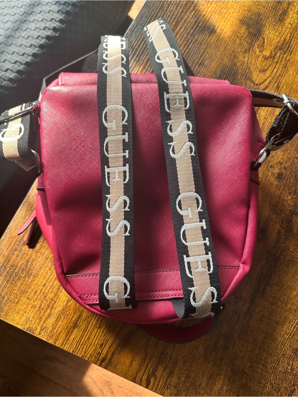 GUESS Fuchsia Crossbody Bag with Branded Webbing Strap